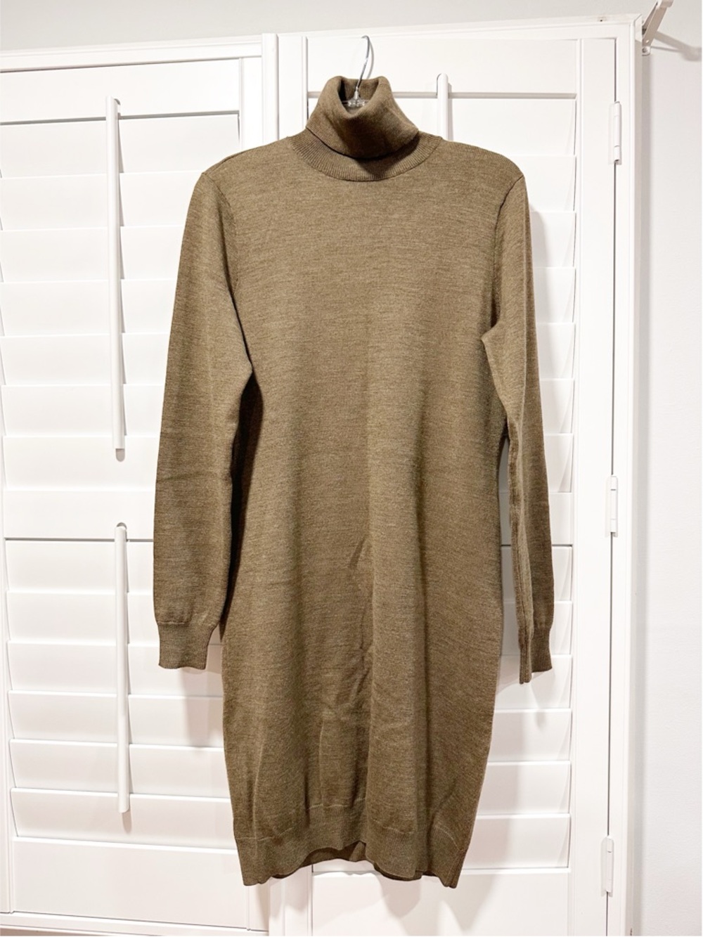 Ralph Lauren Sport 100% Wool Turtleneck Tunic Sweater Dress XL Brown with Flaw